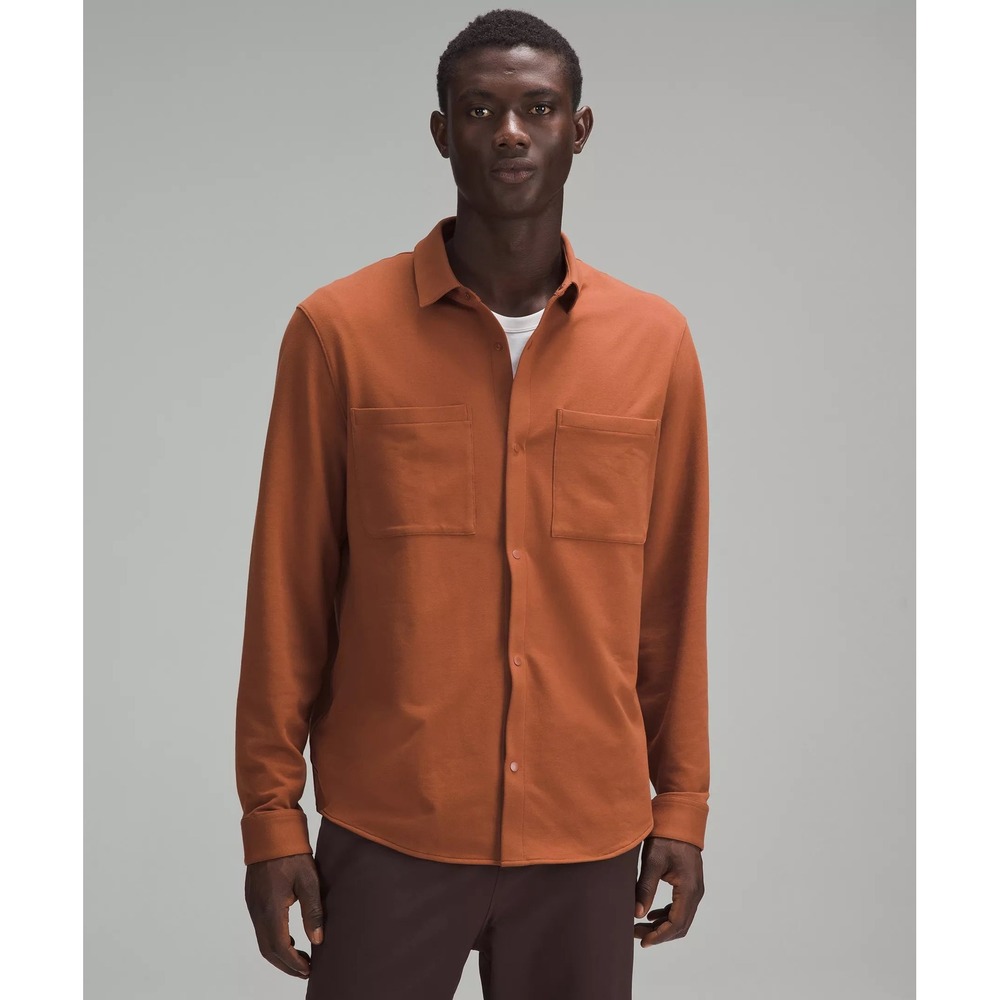 Lululemon Men Stretch French Terry Overshirt Roasted Brown LM3F85S Size M NWT